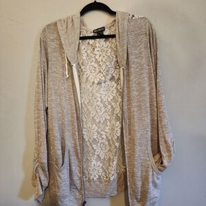 Heather Grey Lace Back Jacket